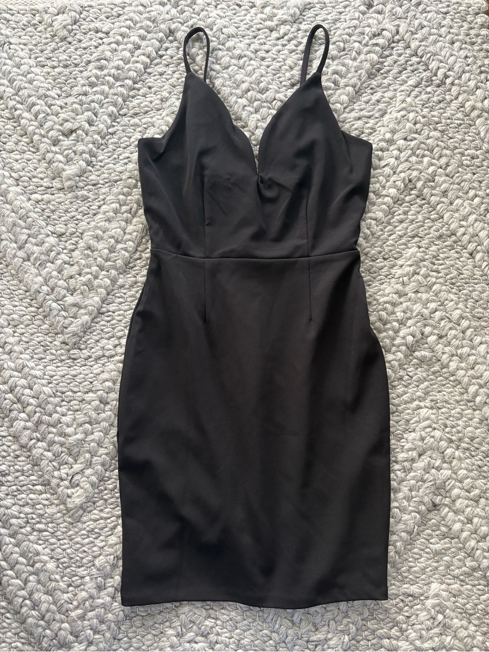 H&M Black Mini Dress with V-Neck Spaghetti Straps